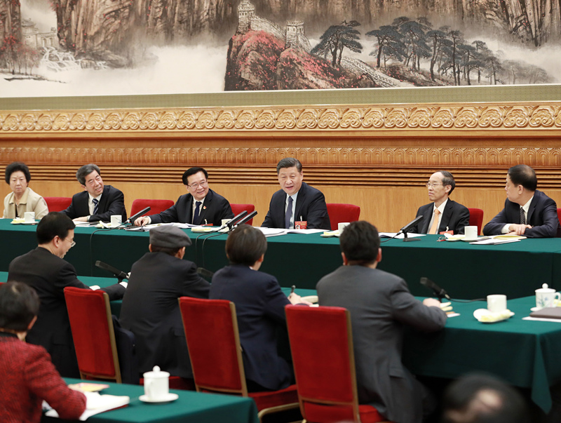 2019年3月8日，習(xí)近平總書記參加十三屆全國人大二次會議河南代表團(tuán)的審議。